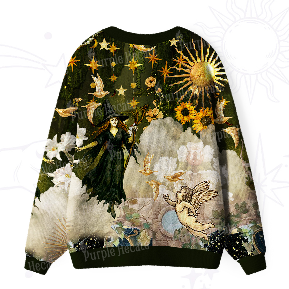 Purplehecate Garden of the Celestial Witch Ugly Cardigan Sweaters
