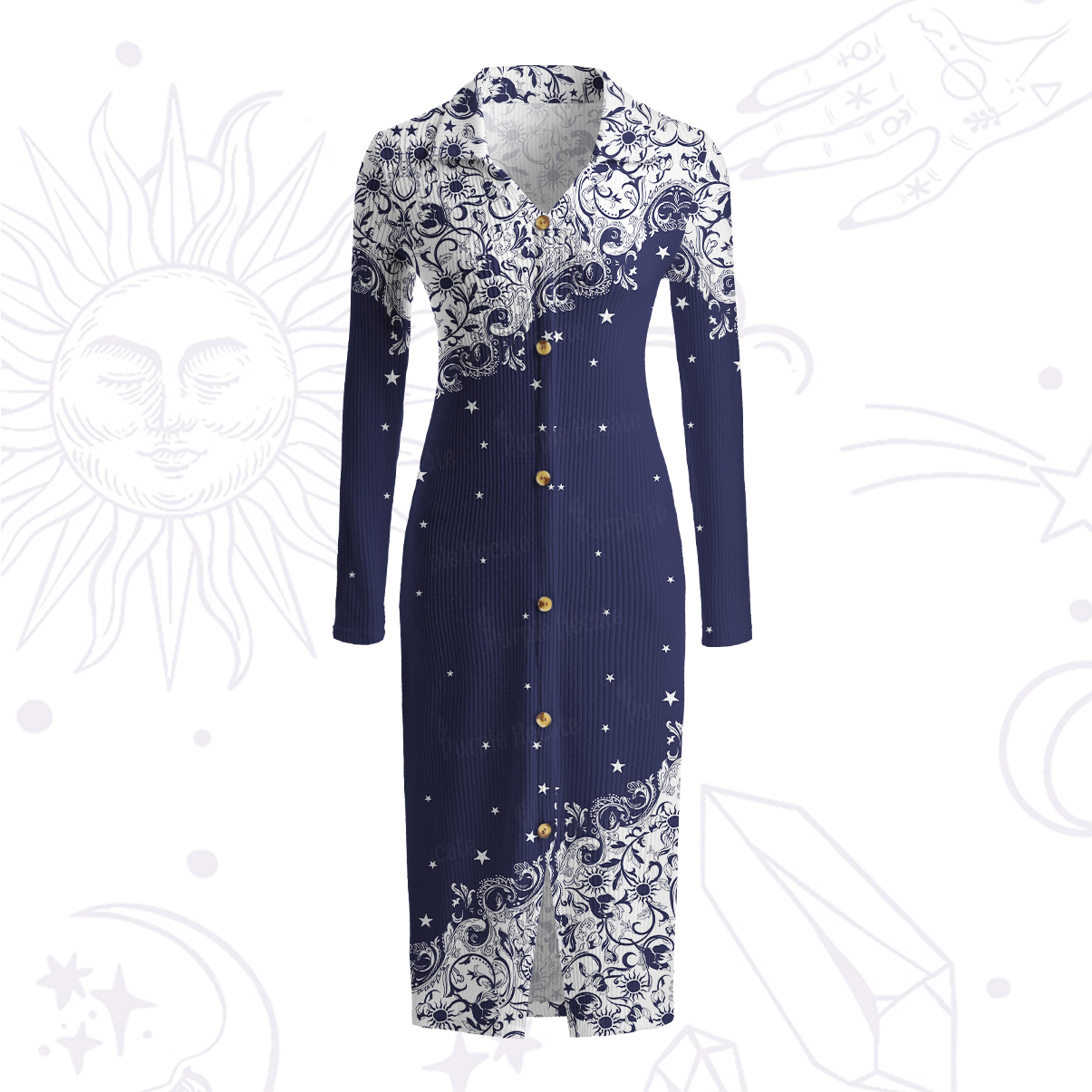 Purplehecate Midnight Star Ribbed Knit Dress