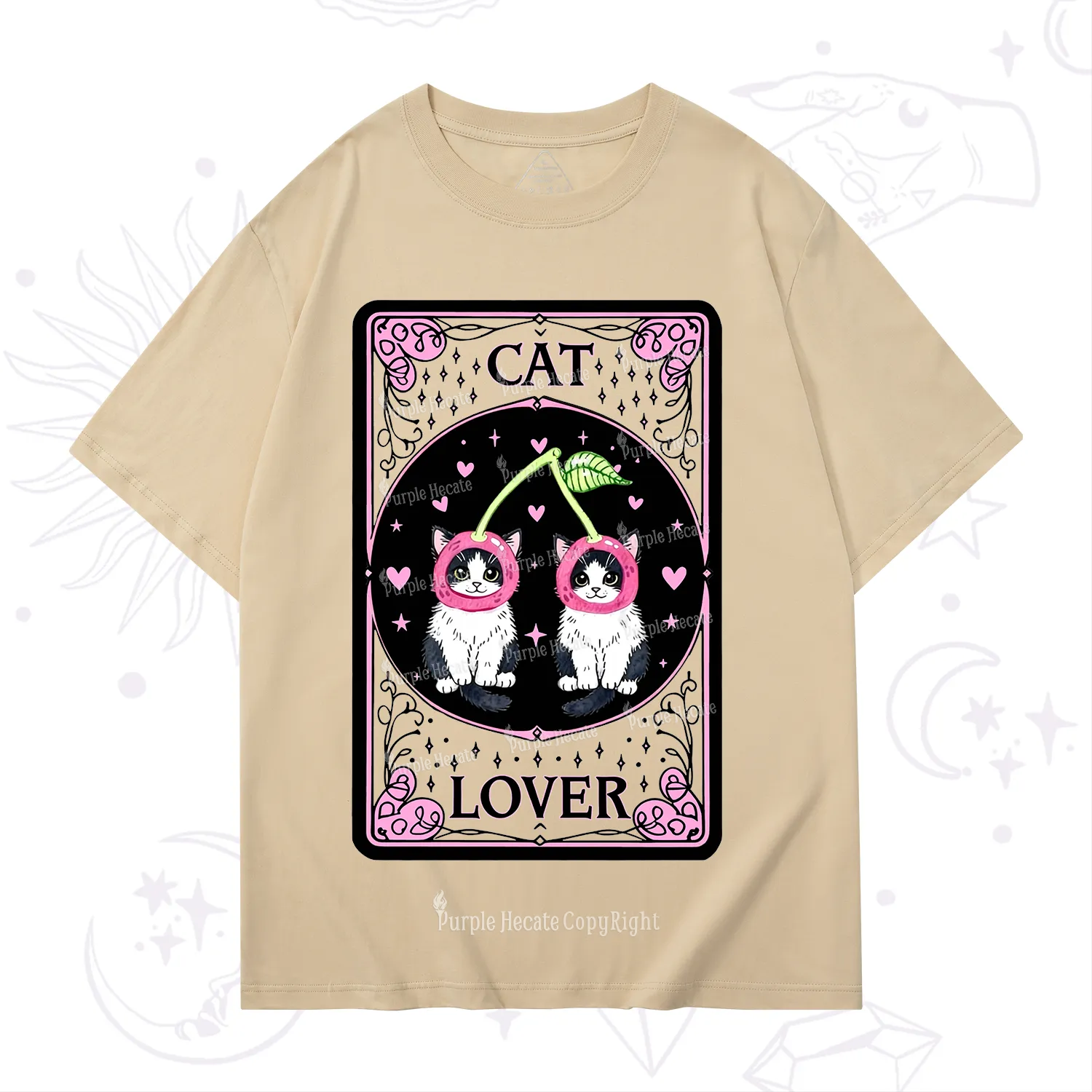 Purplehecate The Lovers Cherry Cat Tarot T-Shirt