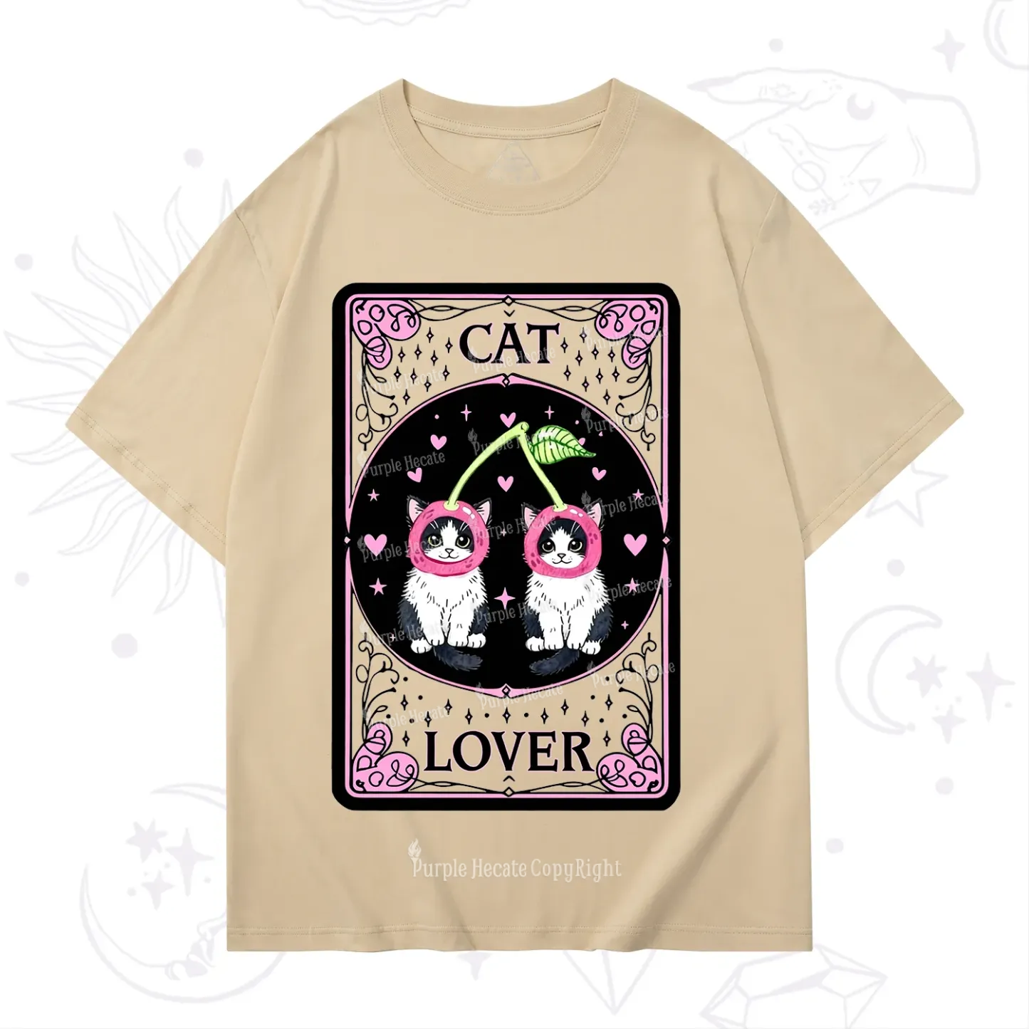 Purplehecate The Lovers Cherry Cat Tarot T-Shirt