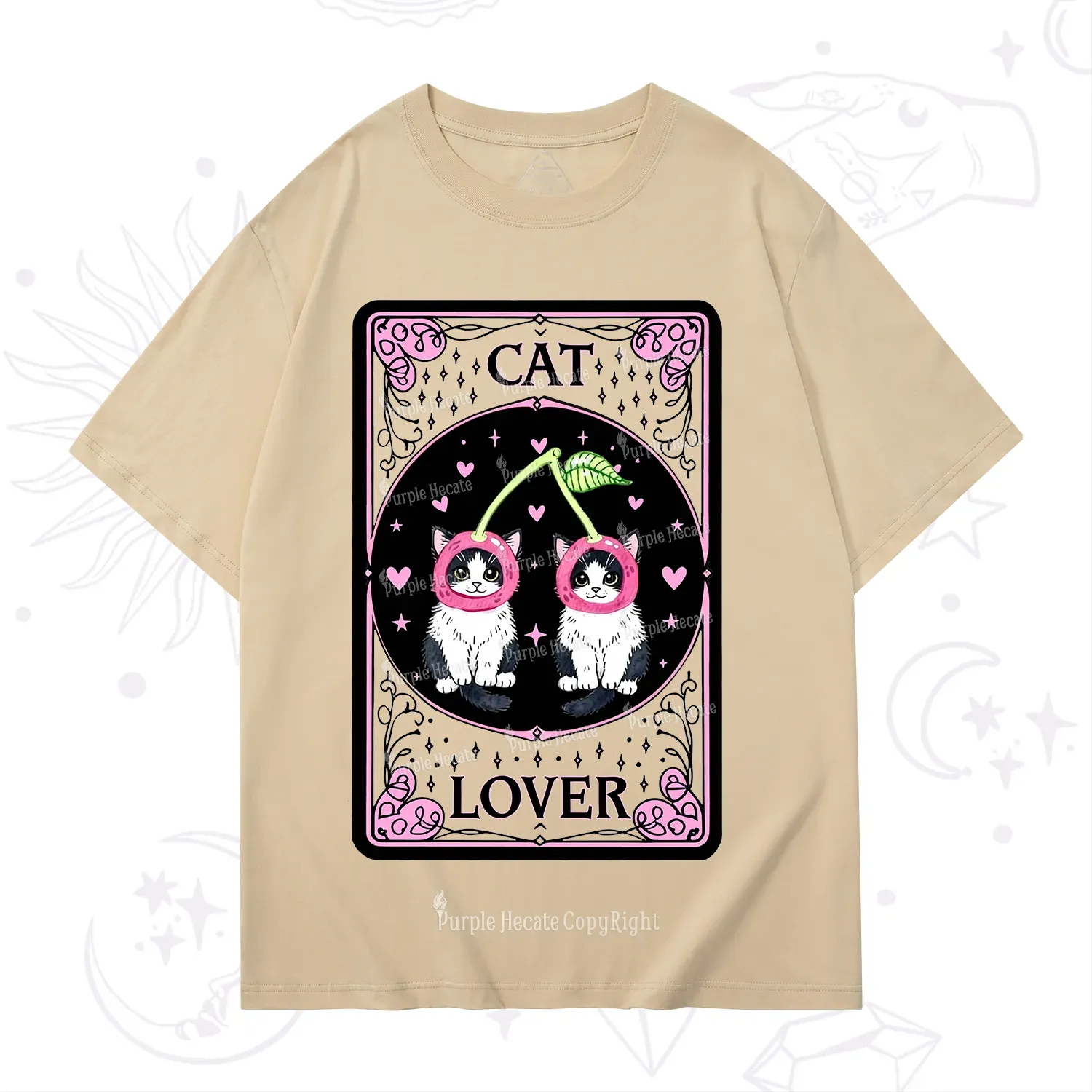 Purplehecate The Lovers Cherry Cat Tarot T-Shirt