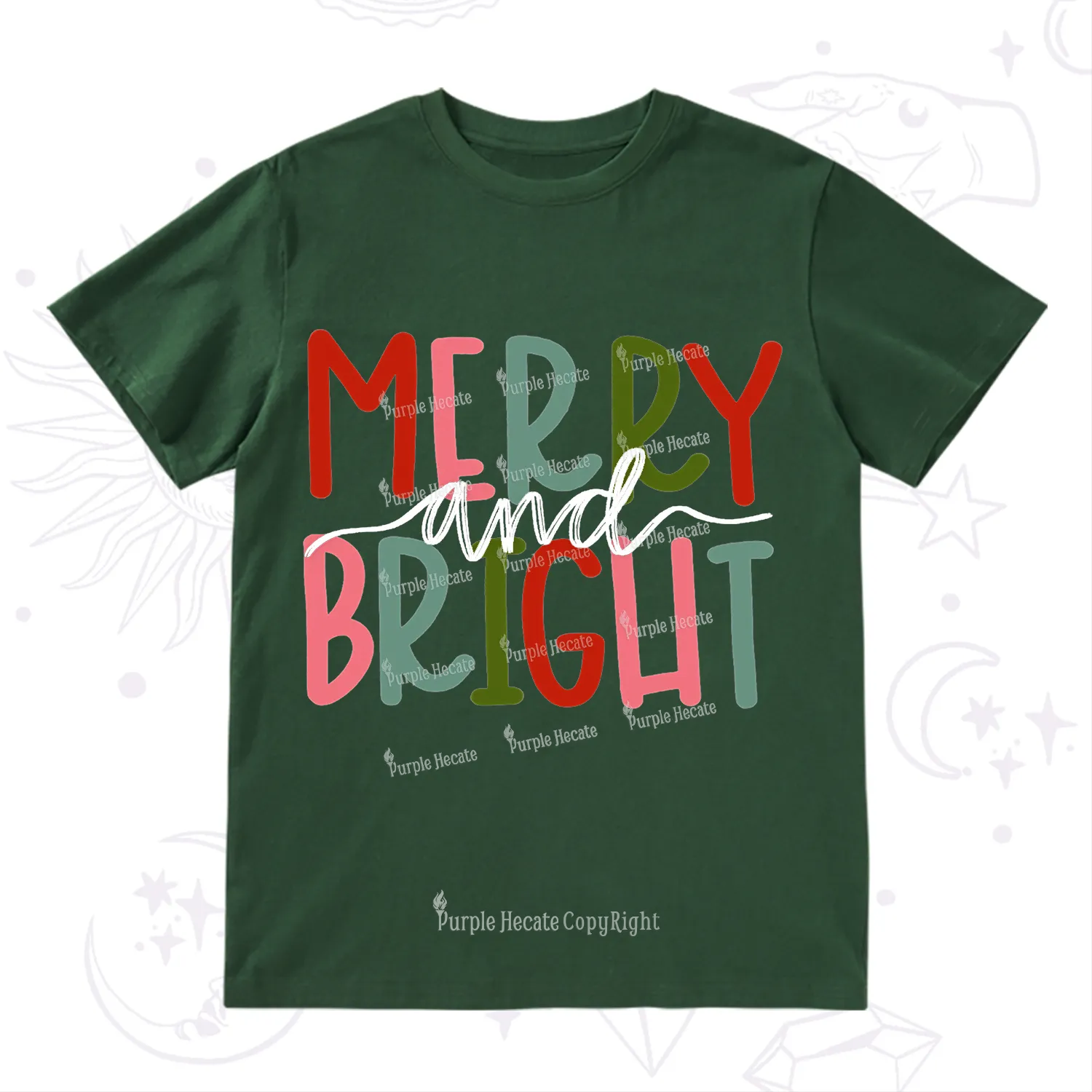 Purplehecate Merry and Bright Christmas T-Shirt