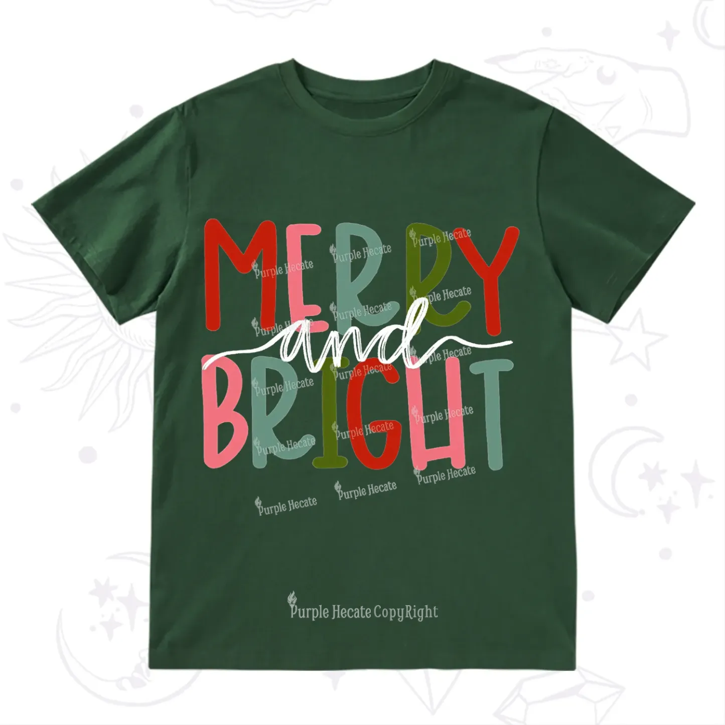 Purplehecate Merry and Bright Christmas T-Shirt