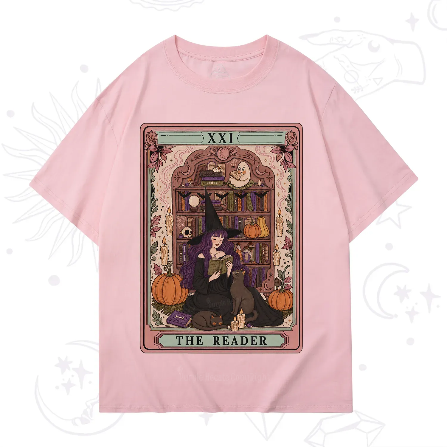 Purplehecate The Reader Tarot Bookish Witch T-Shirt