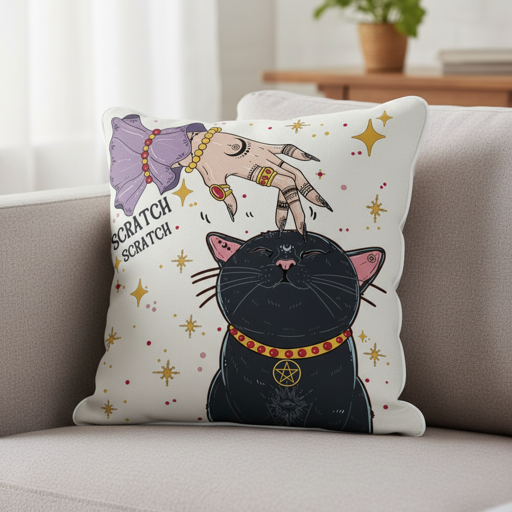Purplehecate Witch's Cat Scratch Pillow