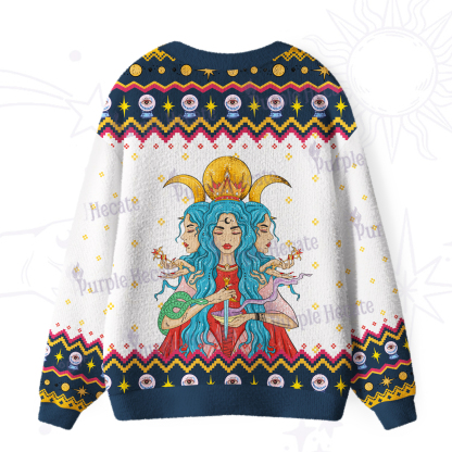 Purplehecate Triple Moon Goddess Hecate Ugly Cardigan Sweaters