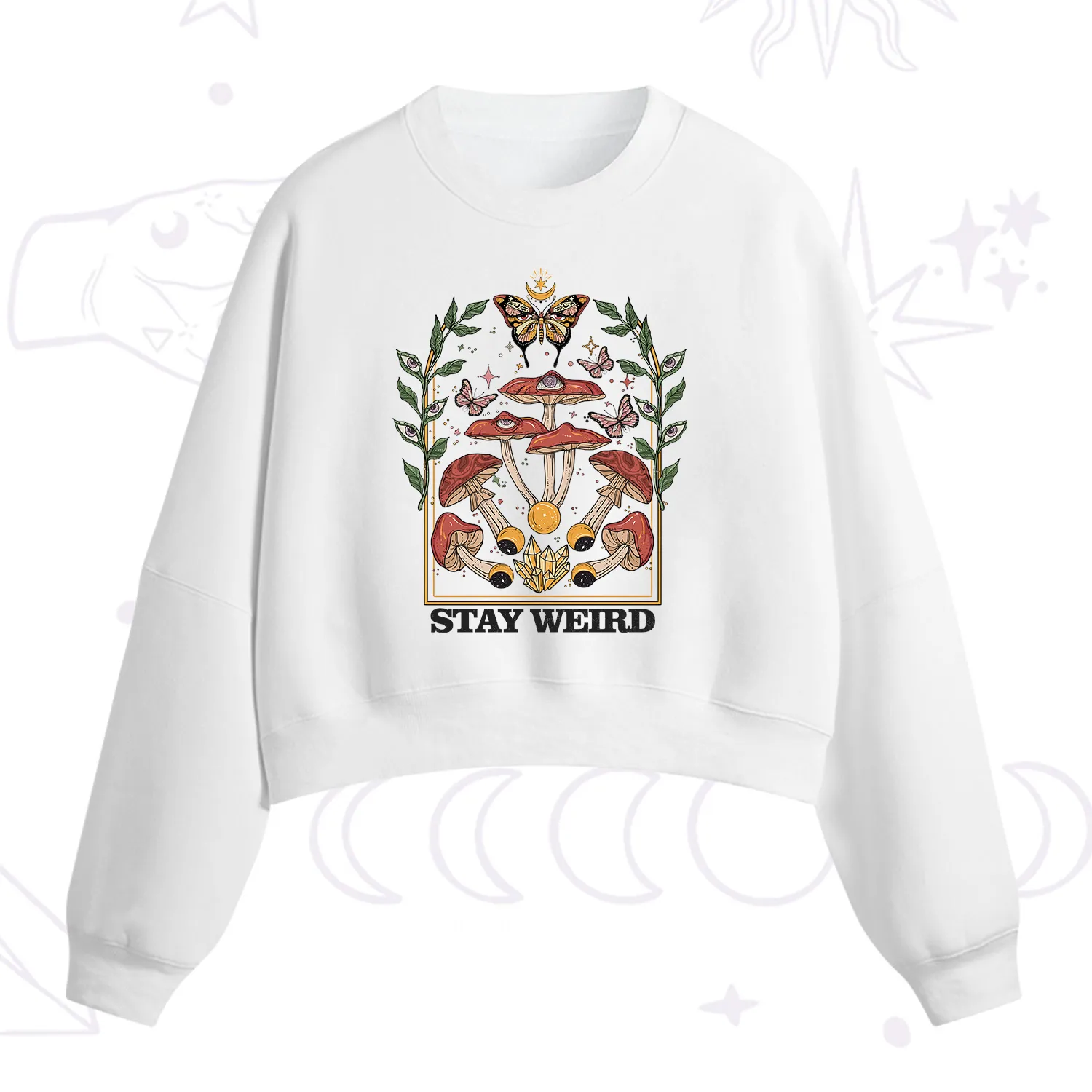 Purplehecate Stay Weird Fleece Cropped Sweatshirt