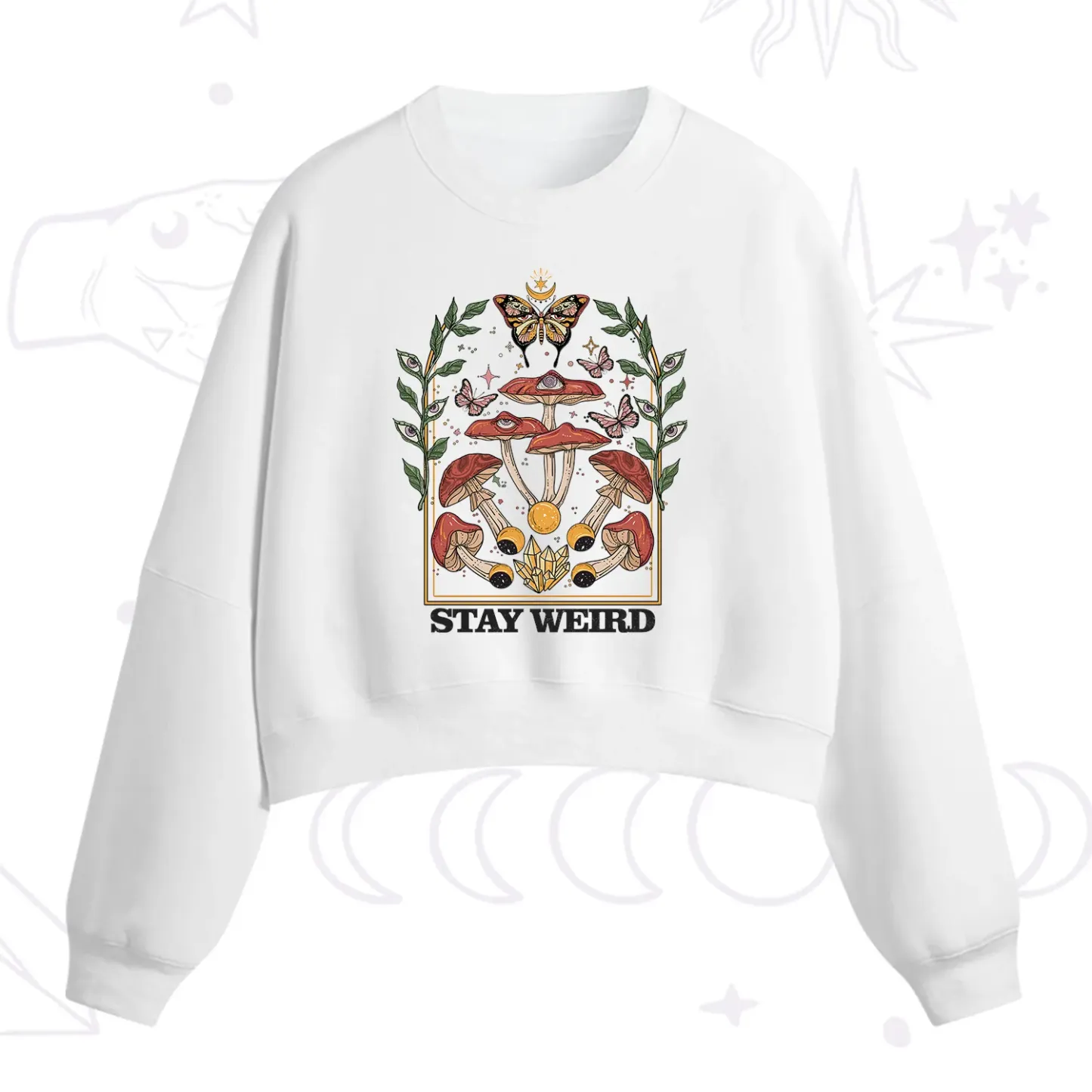 Purplehecate Stay Weird Fleece Cropped Sweatshirt
