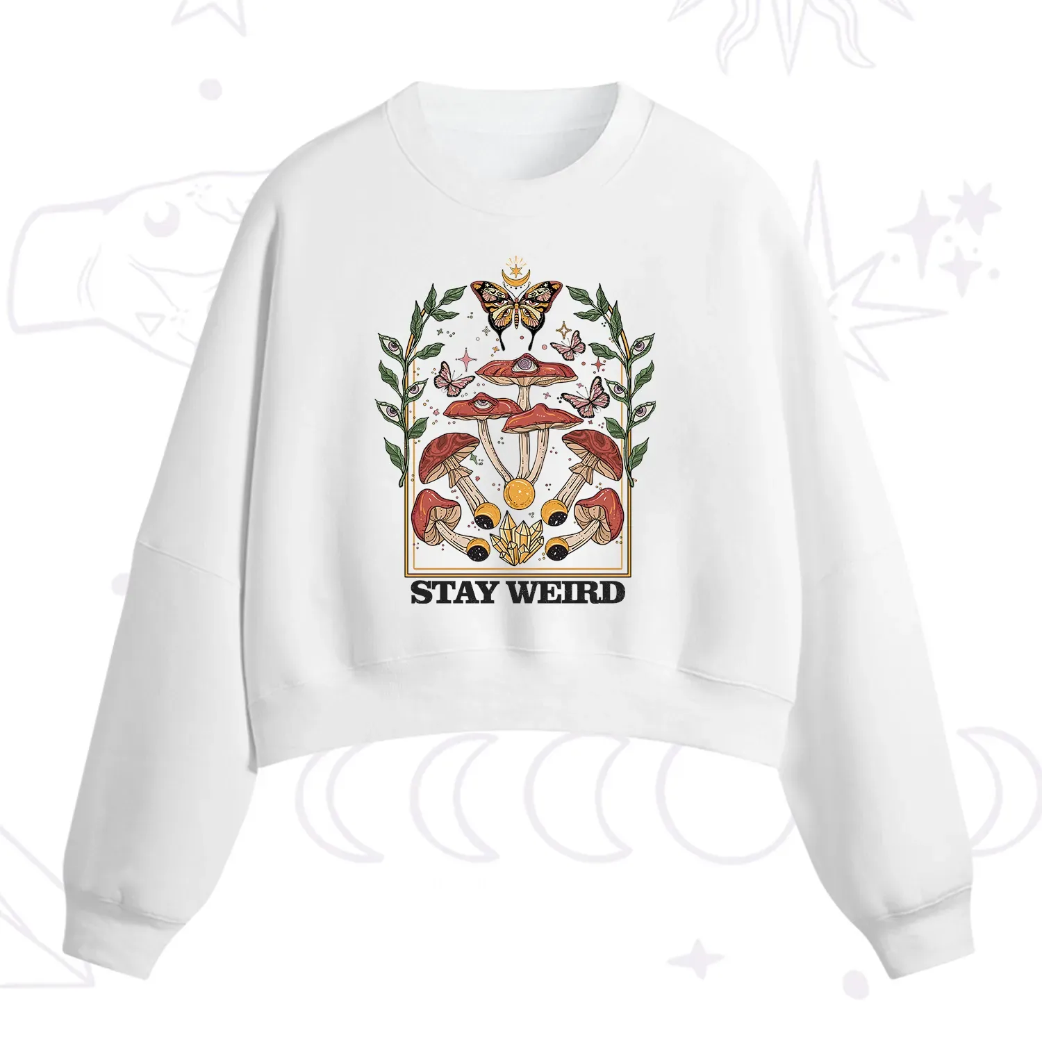Purplehecate Stay Weird Fleece Cropped Sweatshirt