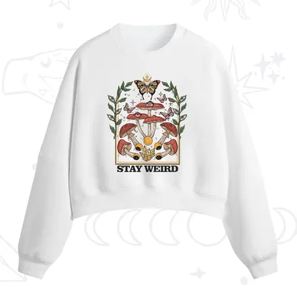 Purplehecate Stay Weird Fleece Cropped Sweatshirt