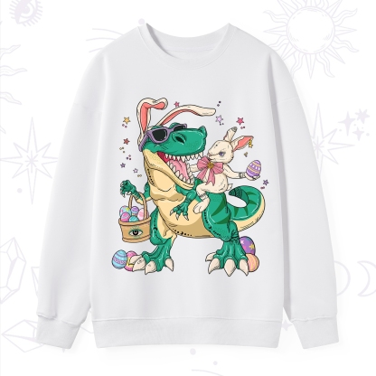 Purplehecate Easter Bunny Riding Dinosaur Sweatshirt