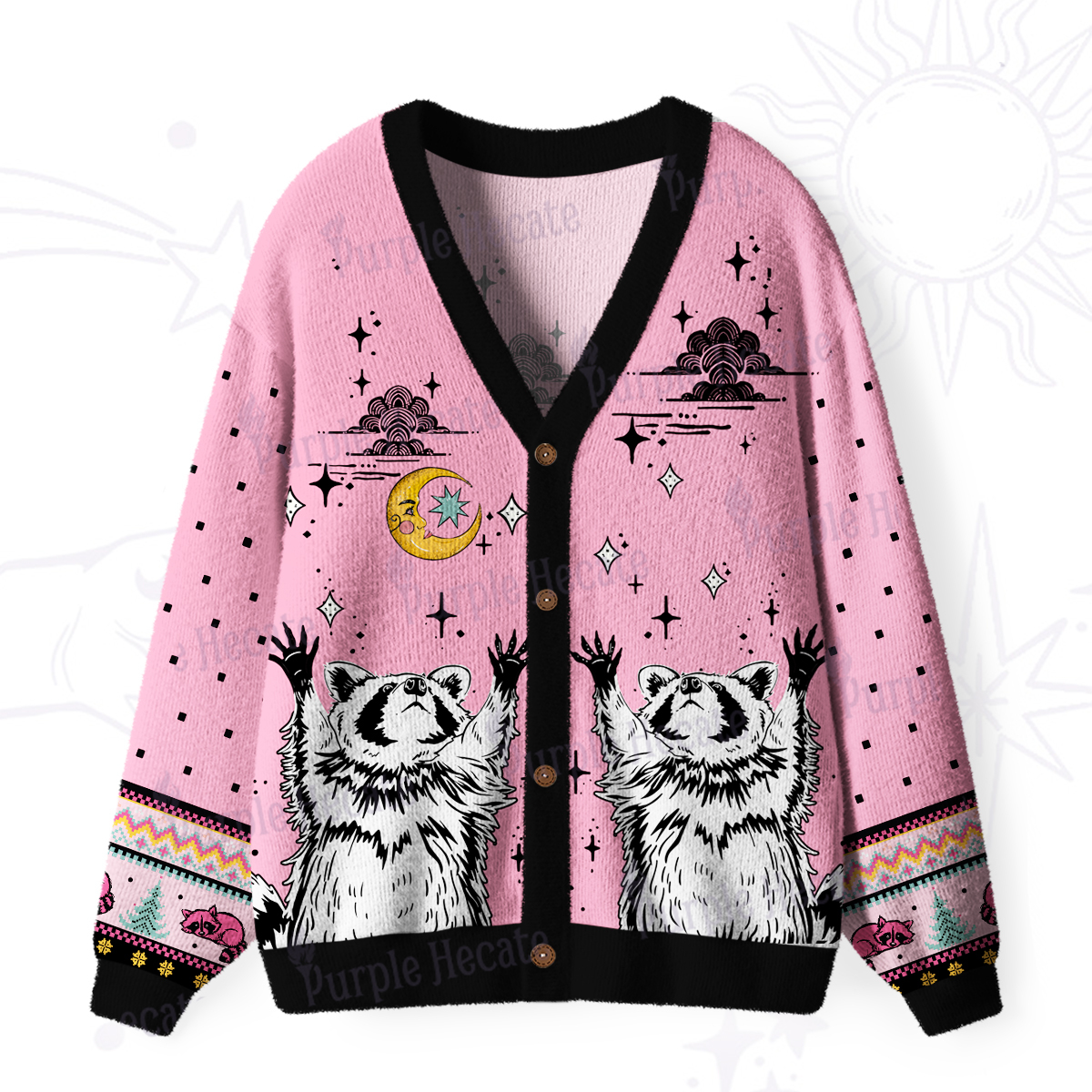 Purplehecate In My Feral Era Raccoon Ugly Cardigan Sweaters