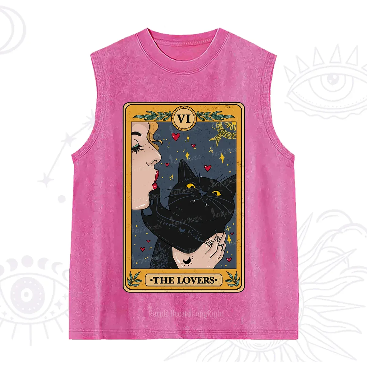 Purplehecate The Lovers Cat Tarot Washed Tank