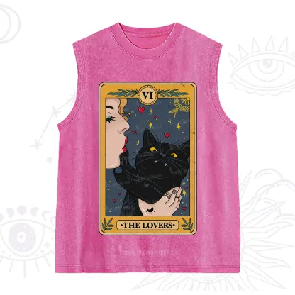 Purplehecate The Lovers Cat Tarot Washed Tank