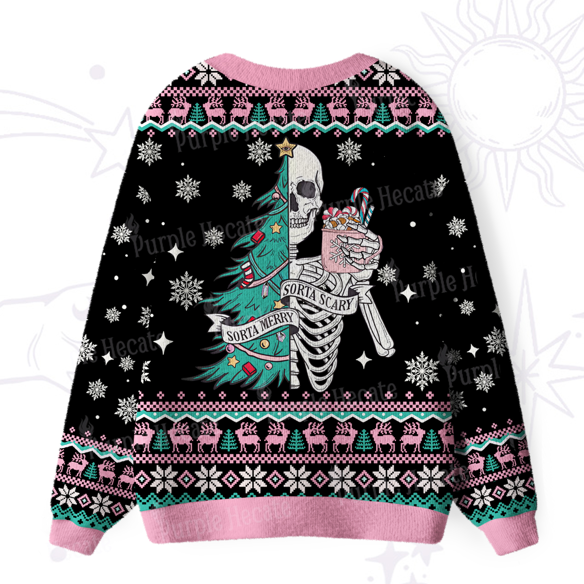 Purplehecate Sorta Merry Sorta Scary Christmas Ugly Cardigan Sweaters