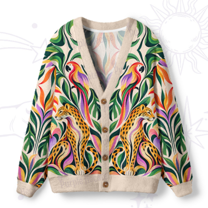 Purplehecate Tropical Leopard Garden Ugly Cardigan Sweaters