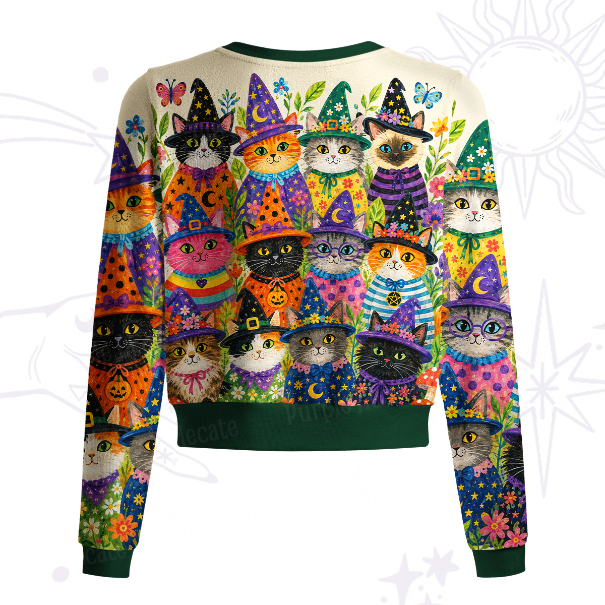 Purplehecate Witchy Meow-Meow Gathering Knit Cardigan
