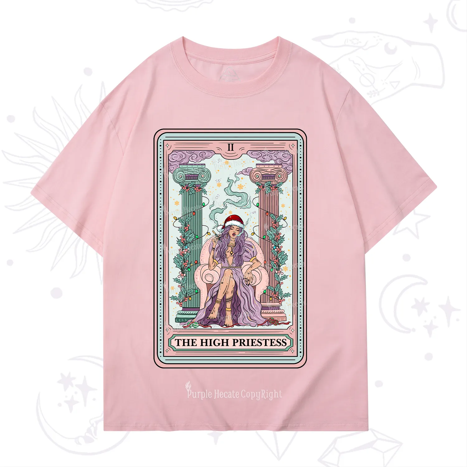 Purplehecate The High Priestess Tarot Card Christmas T-Shirt