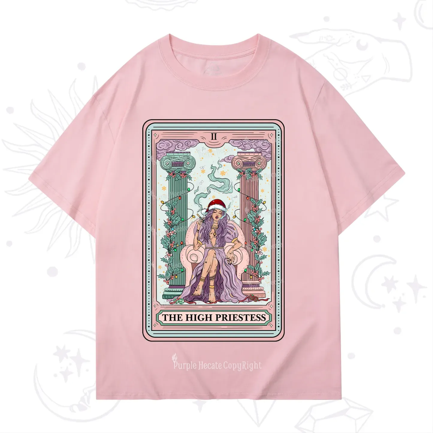 Purplehecate The High Priestess Tarot Card Christmas T-Shirt