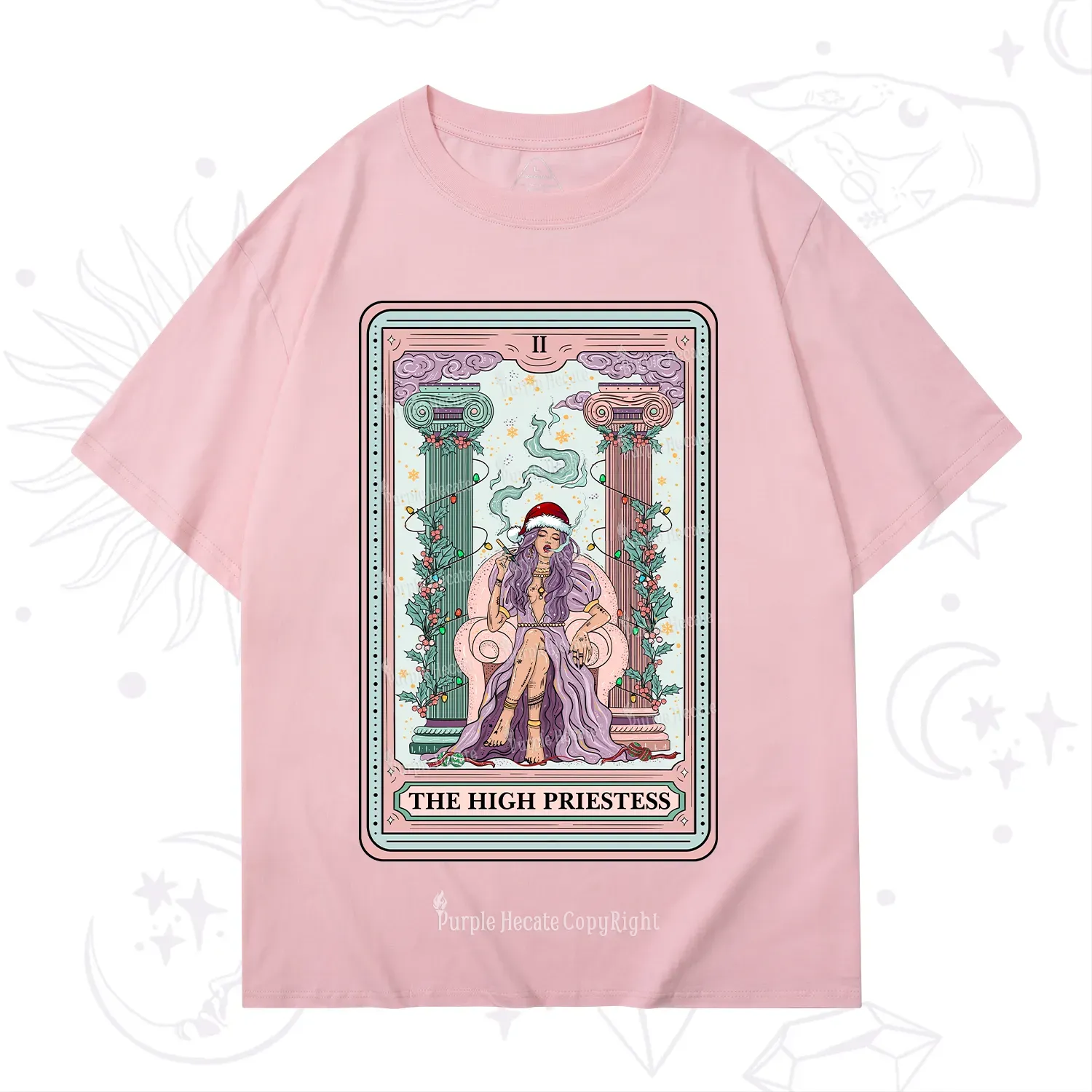 Purplehecate The High Priestess Tarot Card Christmas T-Shirt