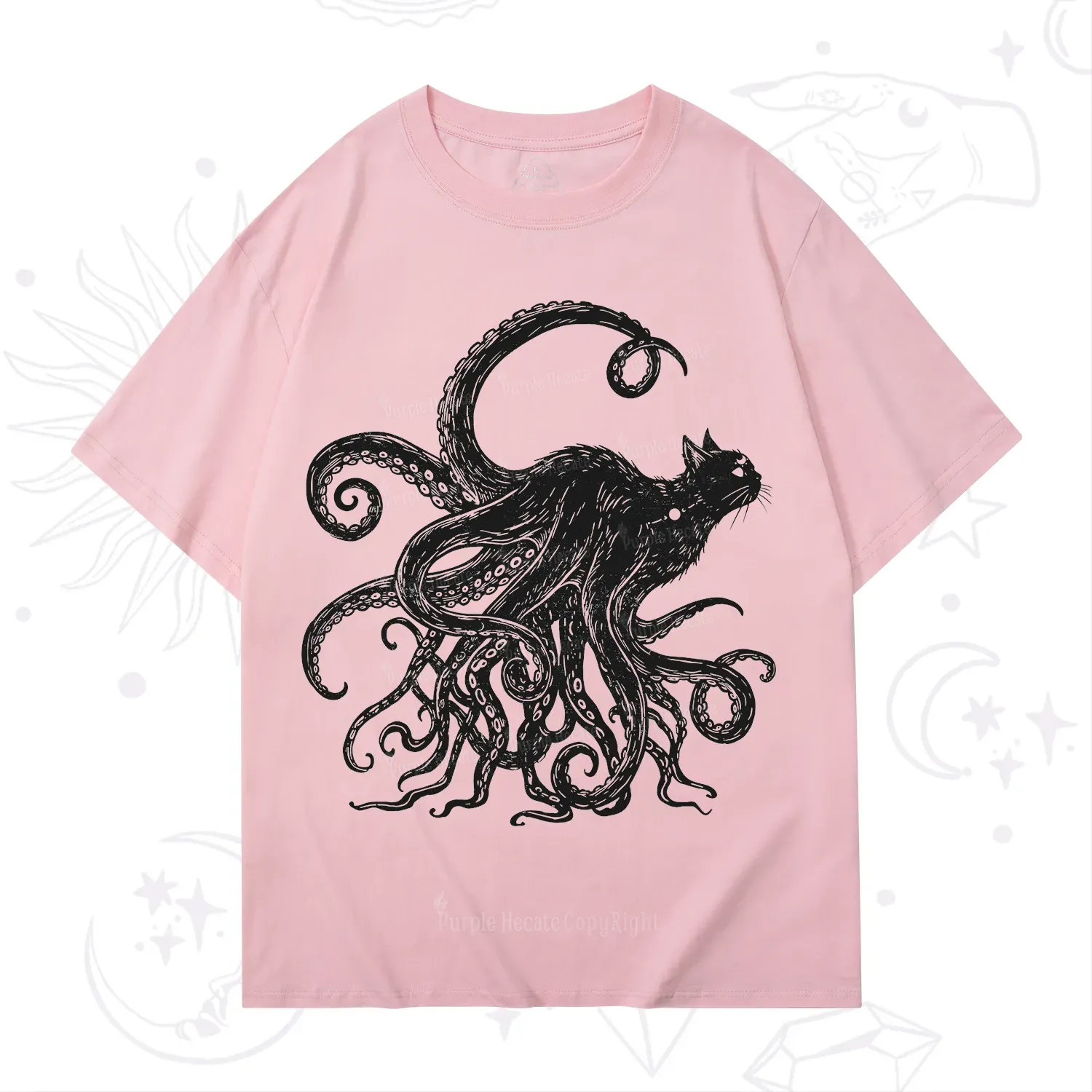 Purplehecate Black Cat with Octopus Tentacles T-Shirt