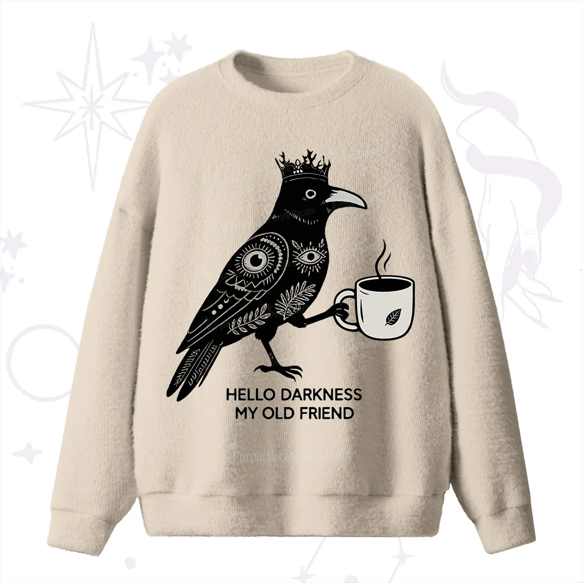 Purplehecate Hello Darkness My Old Friend Fuzzy Ugly Sweater