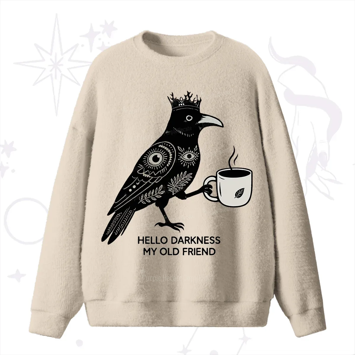 Purplehecate Hello Darkness My Old Friend Fuzzy Ugly Sweater