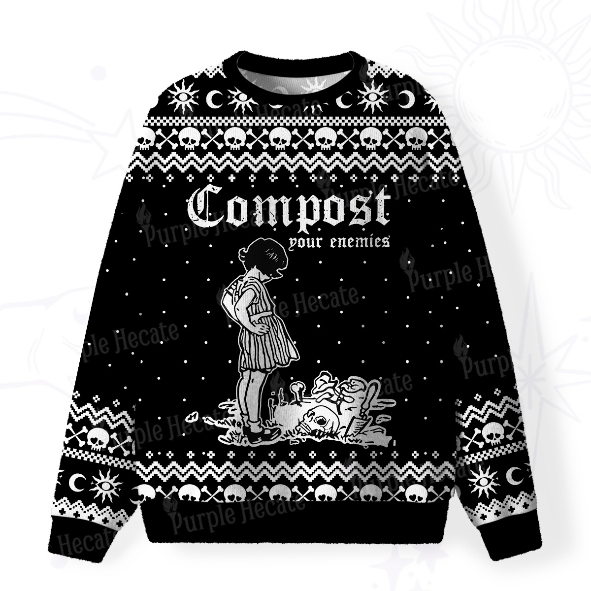 Purplehecate Compost Your Enemies Fuzzy Ugly Sweatshirt