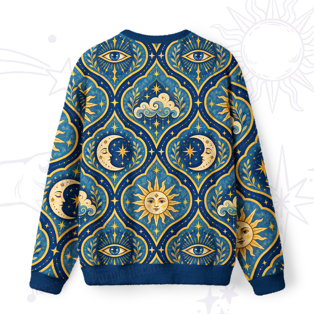Purplehecate Celestial Sun Moon Fuzzy Ugly Sweatshirt