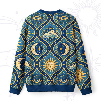 Purplehecate Celestial Sun Moon Fuzzy Ugly Sweatshirt