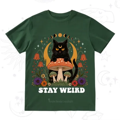 Purplehecate Stay Weird Black Cat T-Shirt