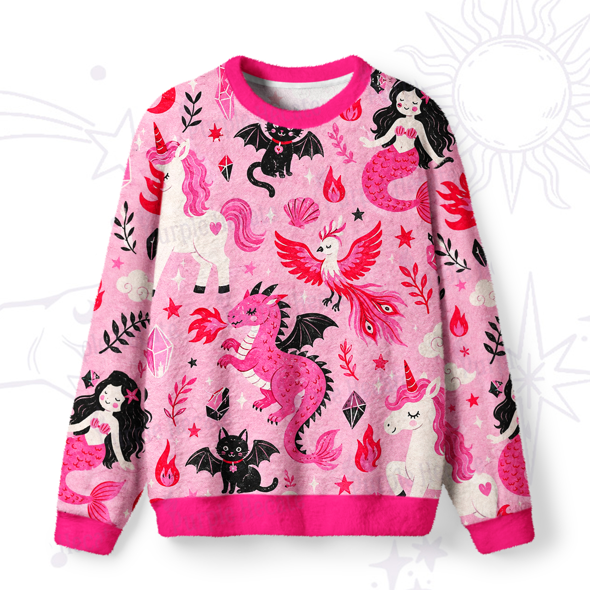 Purplehecate Magical Fantasy Creatures Fuzzy Ugly Sweatshirt