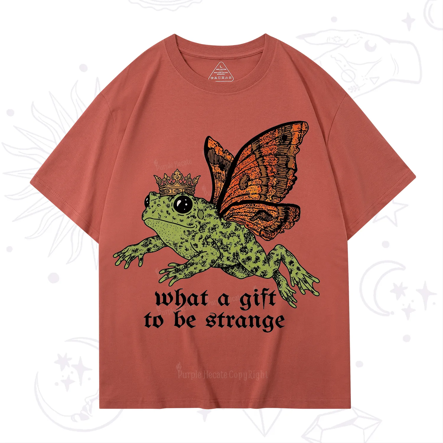 Purplehecate What a Gift to Be Strange Cat Frog T-Shirt