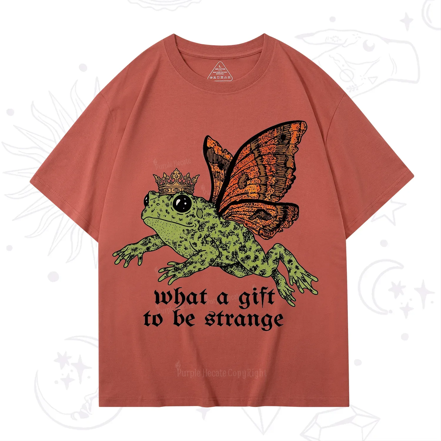 Purplehecate What a Gift to Be Strange Cat Frog T-Shirt