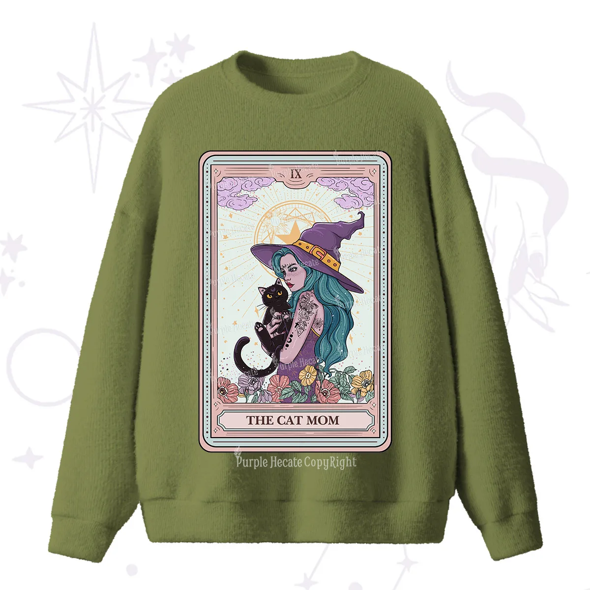 Purplehecate The Gothic Cat Mom Tarot Fuzzy Ugly Sweater
