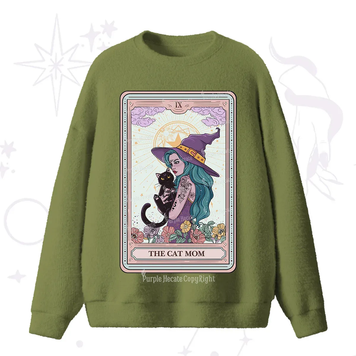 Purplehecate The Gothic Cat Mom Tarot Fuzzy Ugly Sweater