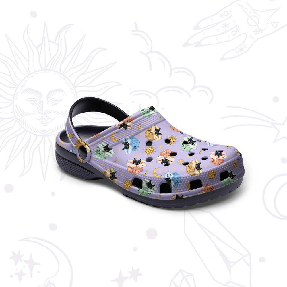 Purplehecate Magical Black Cat Rubber Clogs