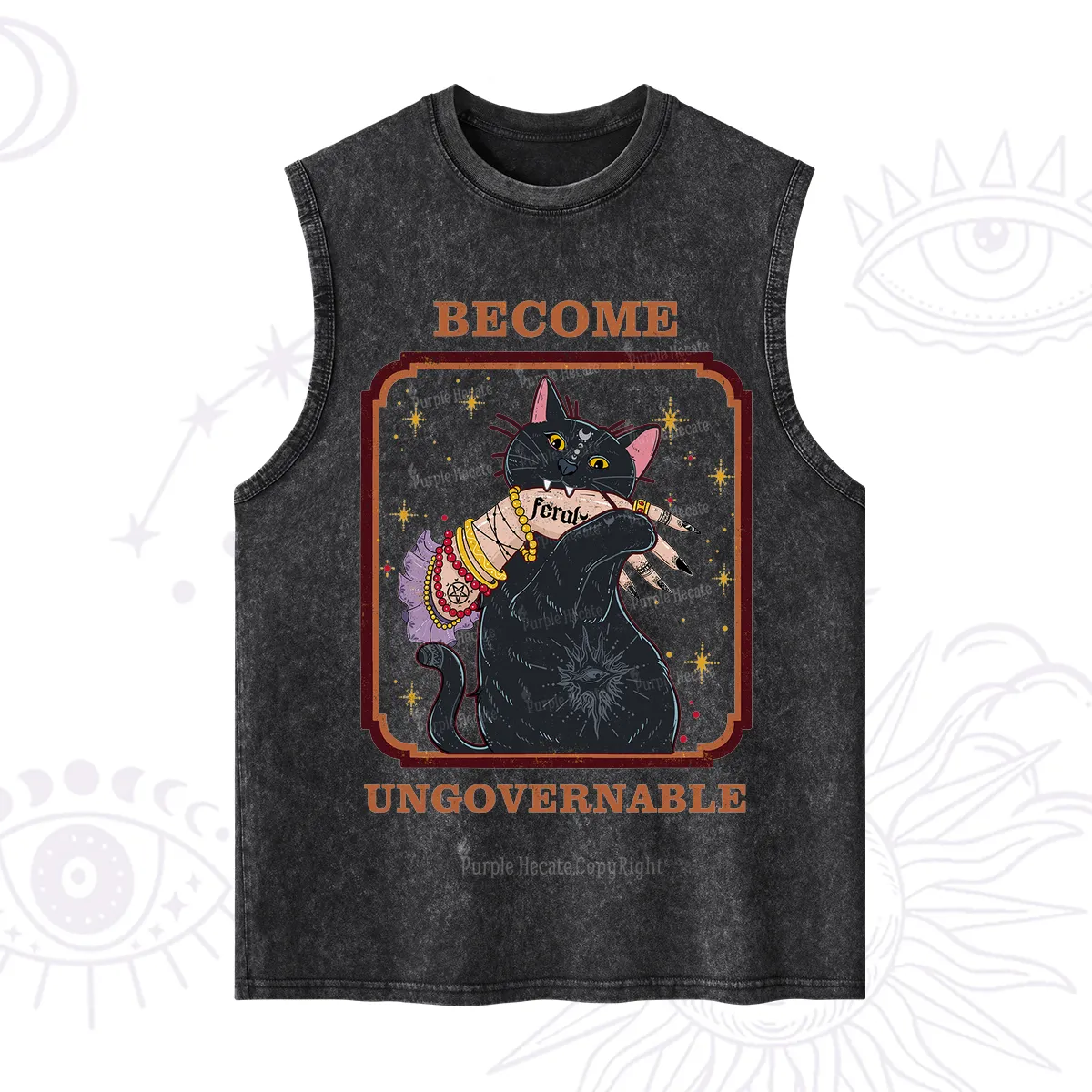 Purplehecate Become Ungovernable Cat Washed Tank