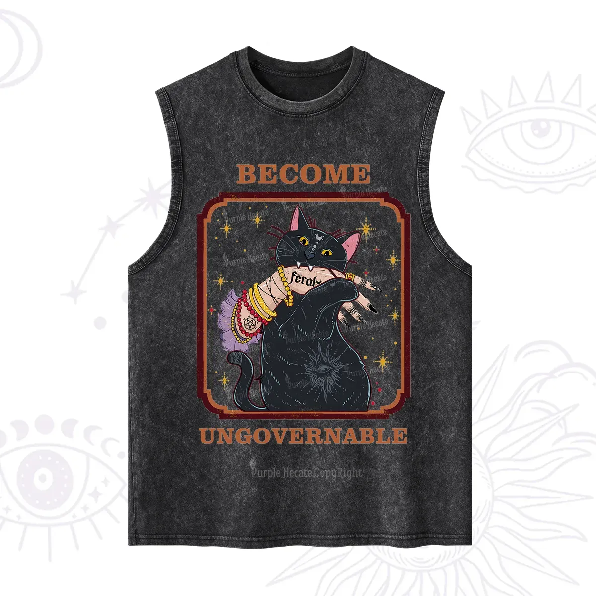 Purplehecate Become Ungovernable Cat Washed Tank