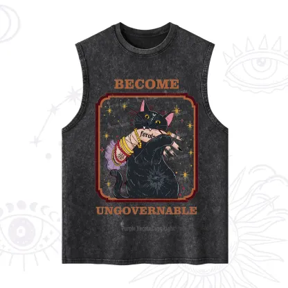 Purplehecate Become Ungovernable Cat Washed Tank