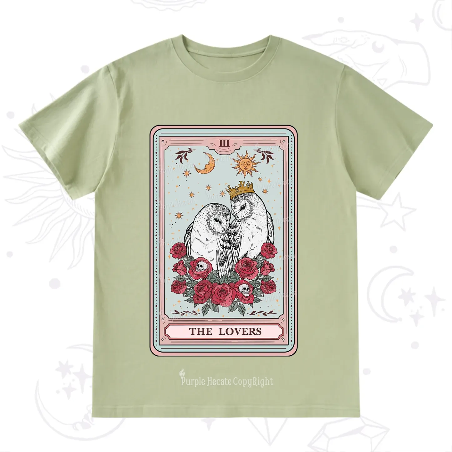 Purplehecate The Lovers Owls Tarot Card T-Shirt