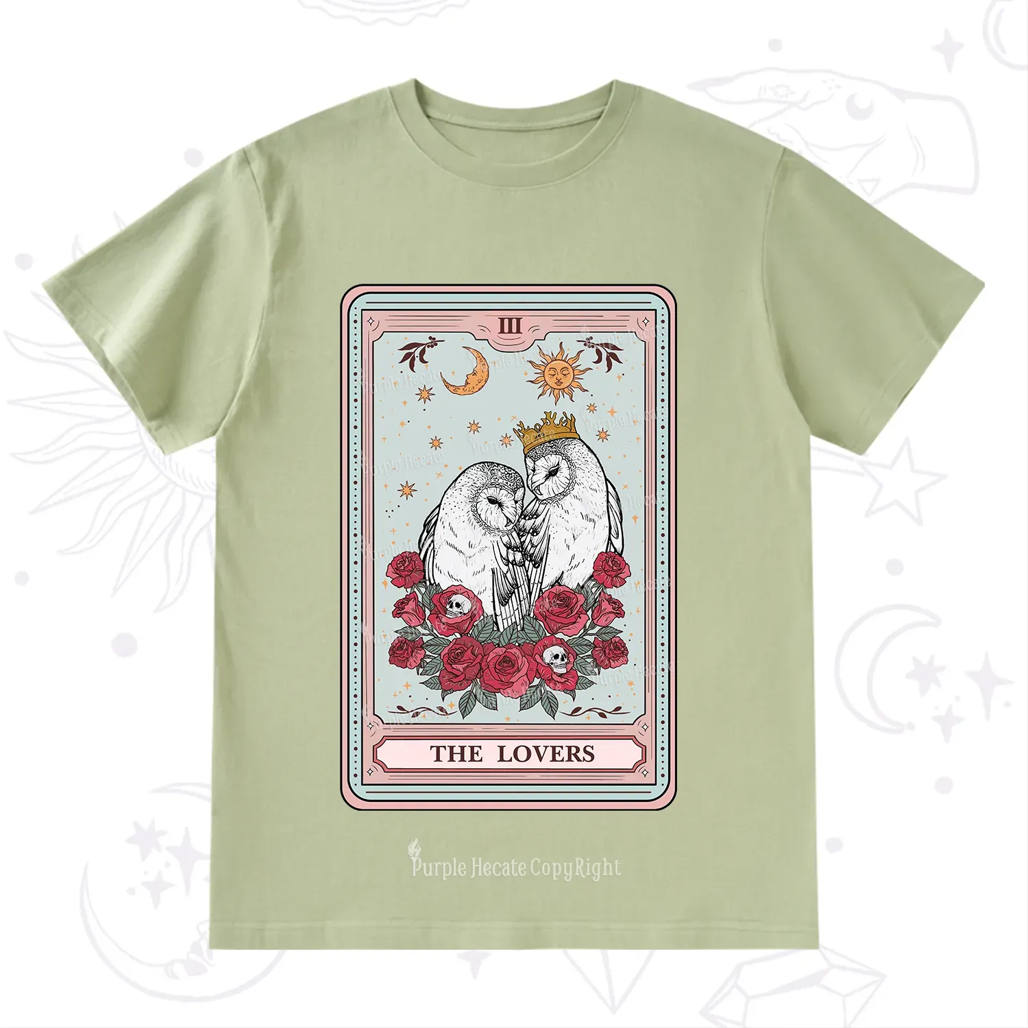 Purplehecate The Lovers Owls Tarot Card T-Shirt