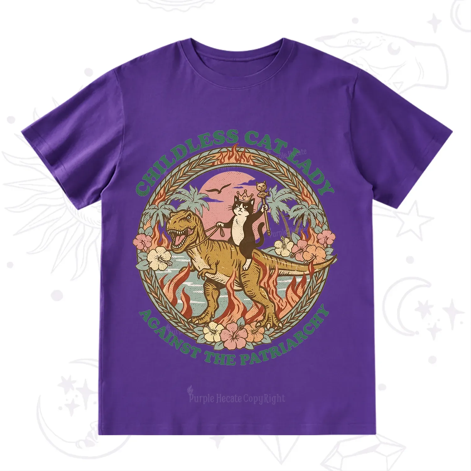 Purplehecate Childless Cat Lady Burn the Patriarchy T-Shirt