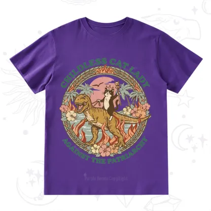 Purplehecate Childless Cat Lady Burn the Patriarchy T-Shirt