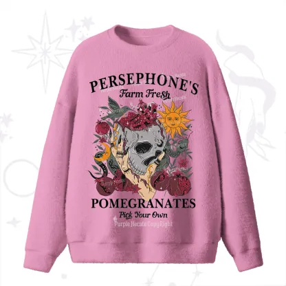Purplehecate Persephone's Farm Fresh Pomegranates Pick Your Own Fuzzy Ugly Sweater