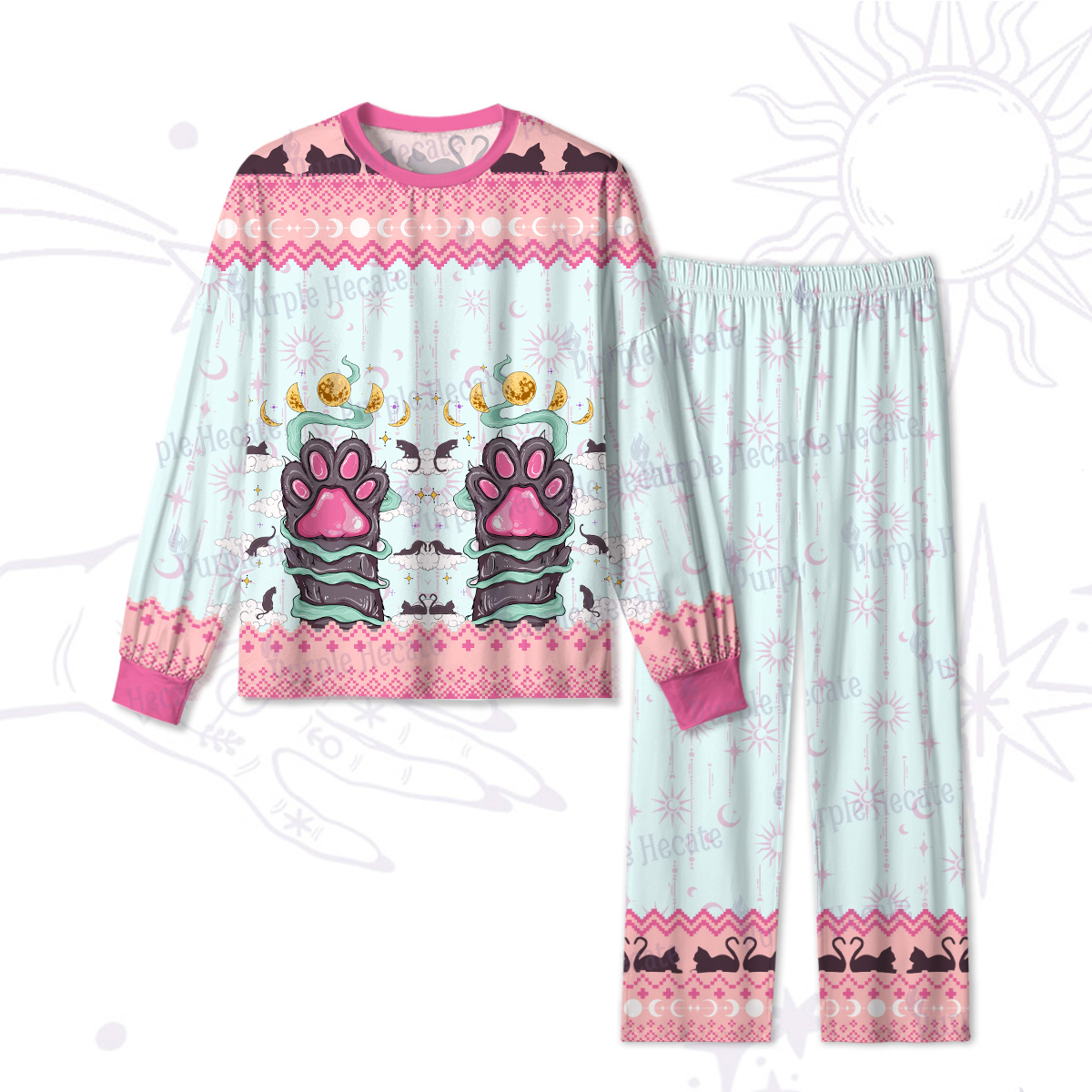 Purplehecate The Beans Cat Tarot Christmas Pajamas