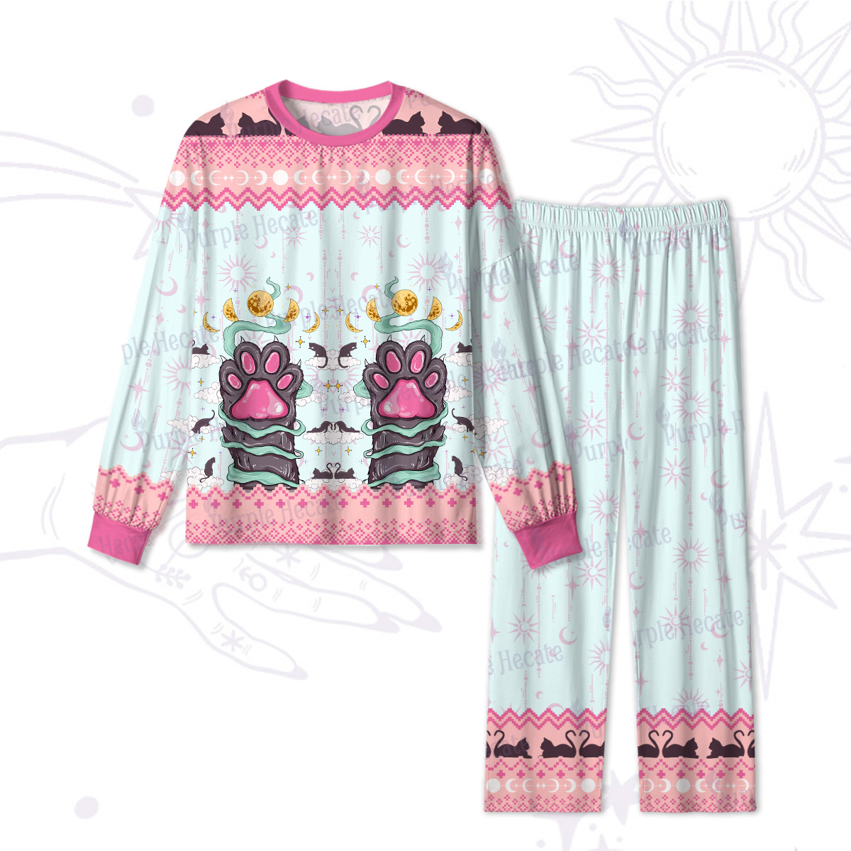 Purplehecate The Beans Cat Tarot Christmas Pajamas