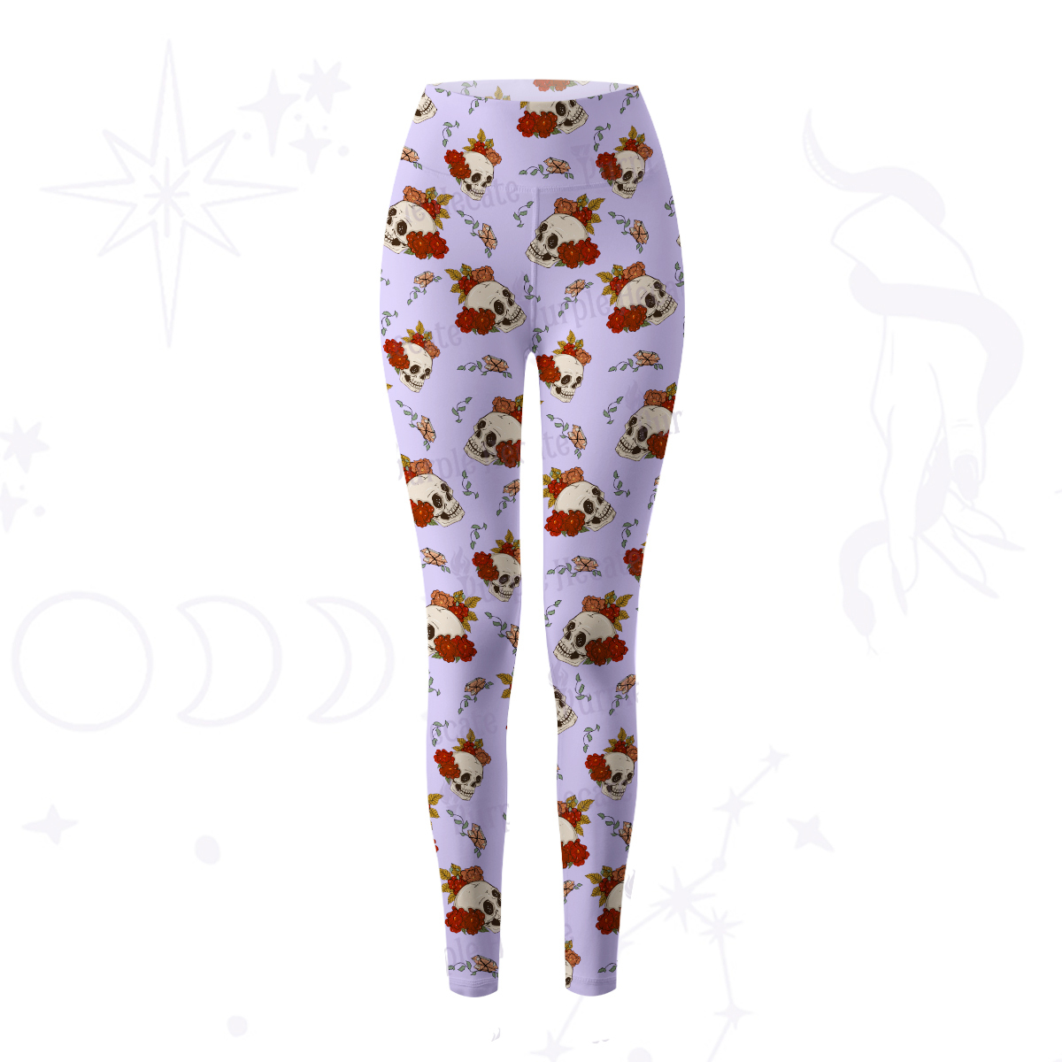 Purplehecate Flowers and Bones Yoga Pants