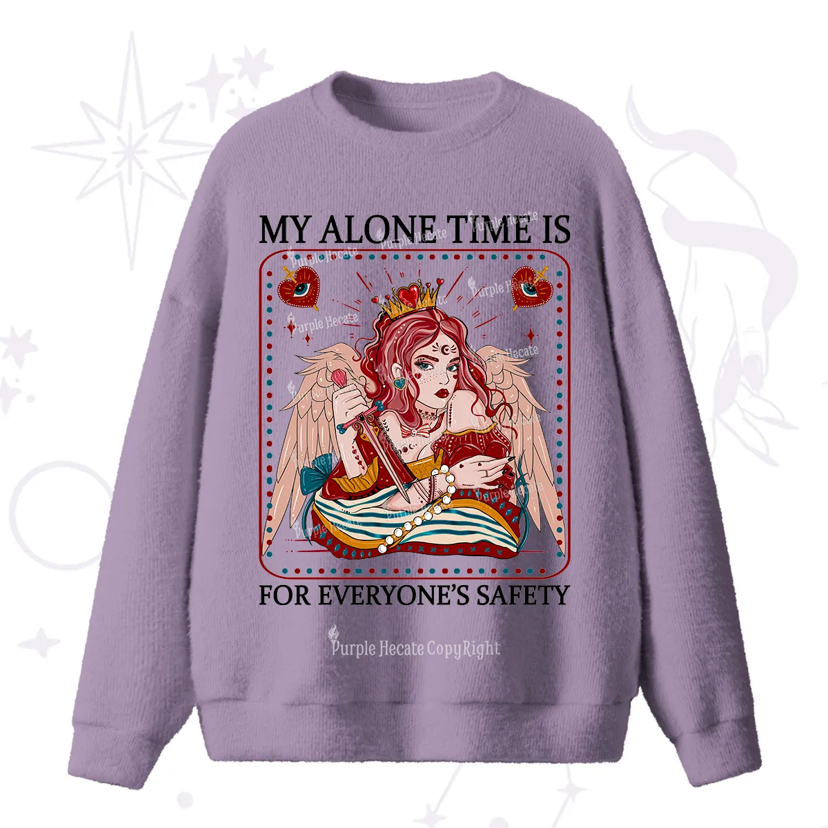 Purplehecate My Alone Time Is For Everyone's Safety Fuzzy Ugly Sweater