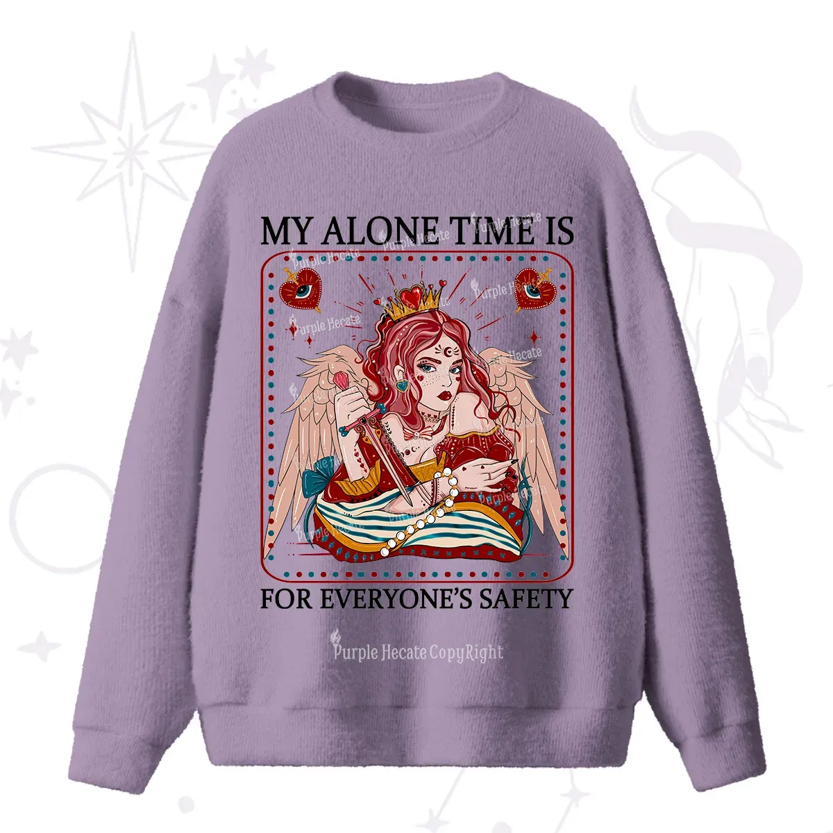 Purplehecate My Alone Time Is For Everyone's Safety Fuzzy Ugly Sweater